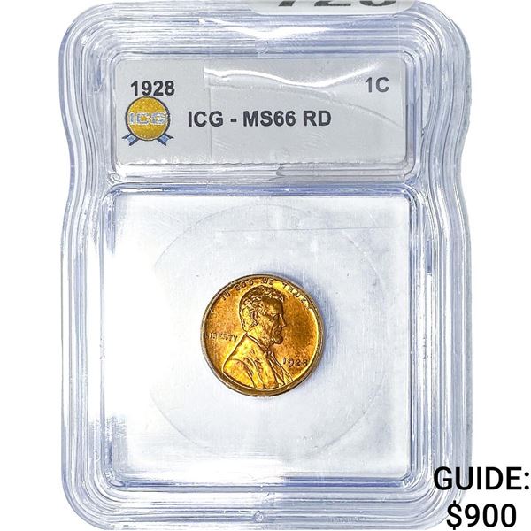 1928 Wheat Cent ICG MS66 RD