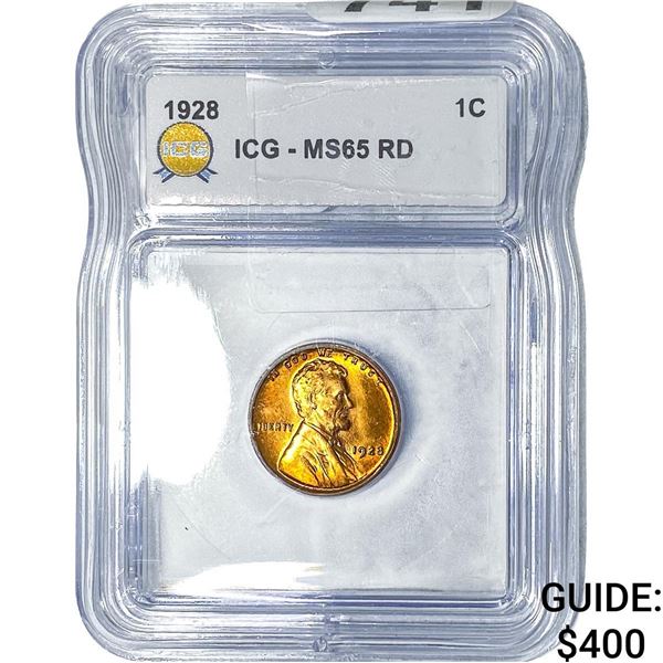 1928 Wheat Cent ICG MS65 RD