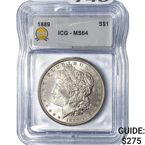 1889 Morgan Silver Dollar ICG MS64