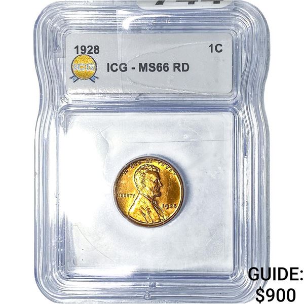 1928 Wheat Cent ICG MS66 RD