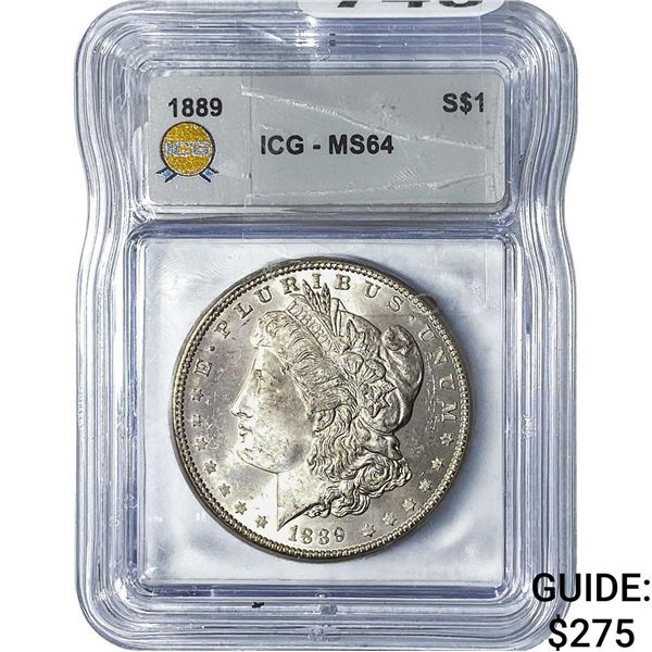 1889 Morgan Silver Dollar ICG MS64