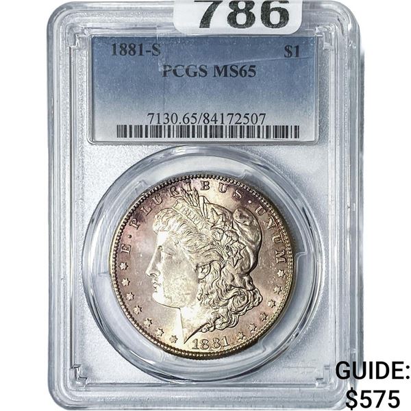 1881-S Morgan Silver Dollar PCGS MS65