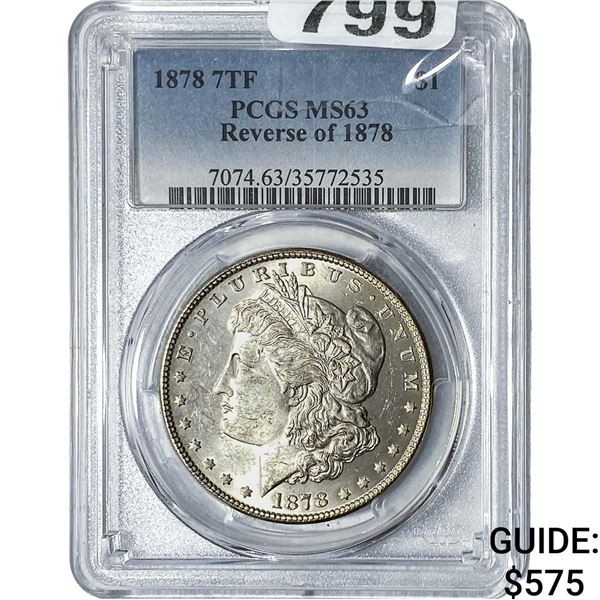 1878 Morgan Silver Dollar PCGS MS63