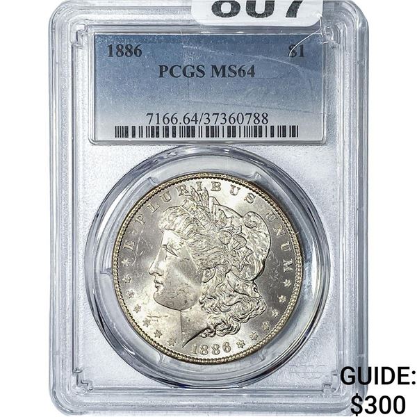 1886 Morgan Silver Dollar PCGS MS64