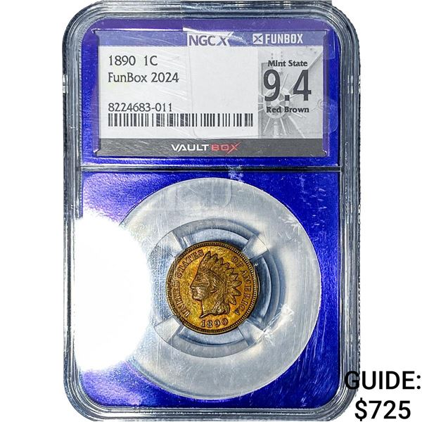 1890 Indian Head Cent NGC MS 9.4 RB FunBox 2024