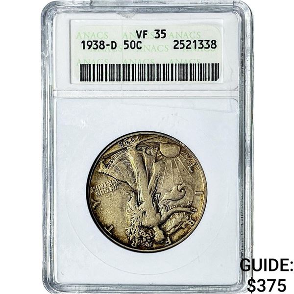 1938-D Walking Liberty Half Dollar ANACS VF35