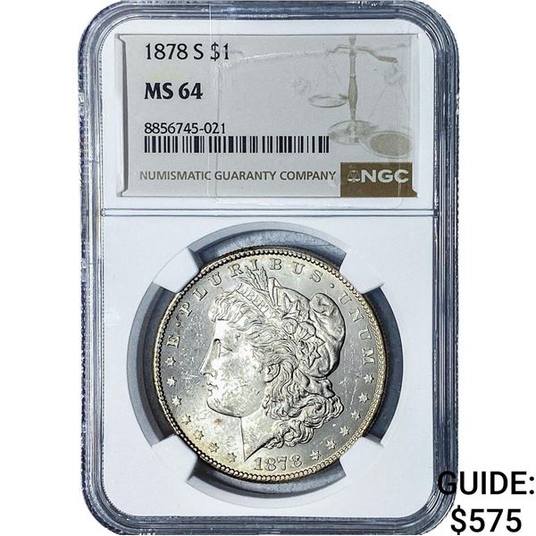 1878-S Morgan Silver Dollar NGC MS64
