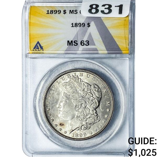 1899 Morgan Silver Dollar ANACS MS63