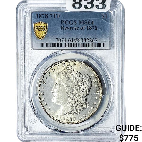 1878 Morgan Silver Dollar PCGS MS64