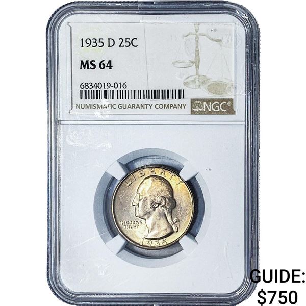 1935-D Washington Silver Quarter NGC MS64