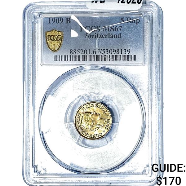 1909-B Switzerland 5 Rappen PCGS MS67