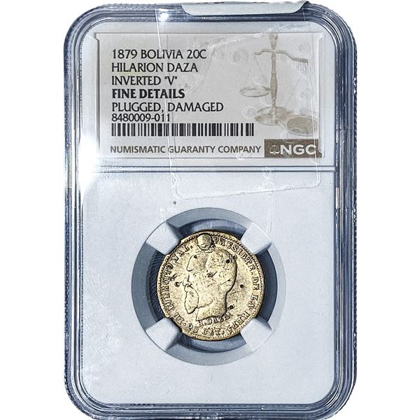 1879 Bolivia Silver 20 Centavos NGC FDetails