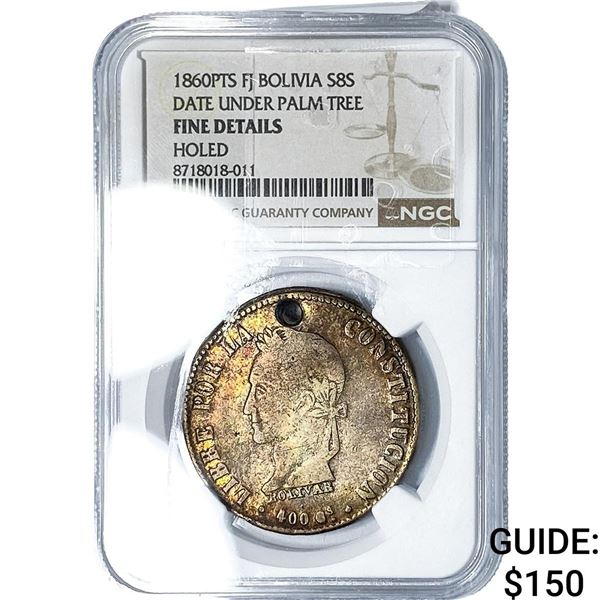 1860 Bolivia Silver 8 Sols NGC FDetails