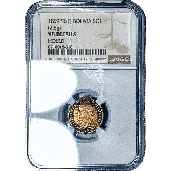 1859 Bolivia Silver 1 Sol NGC VGDetails
