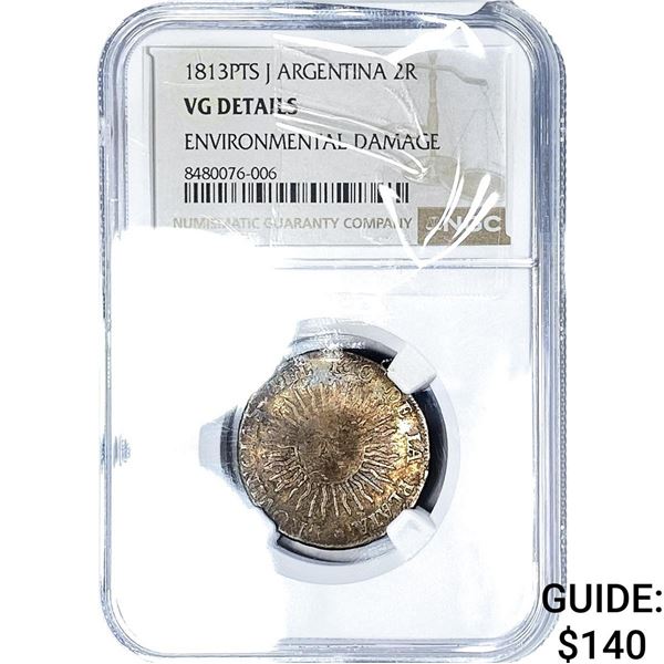 1813 Argentina Silver 2 Reales NGC VGDetails