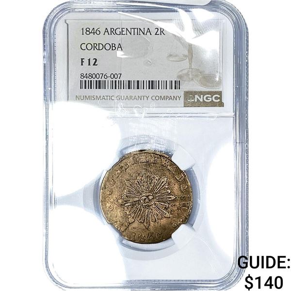 1846 Argentina Silver 2 Reales NGC F12