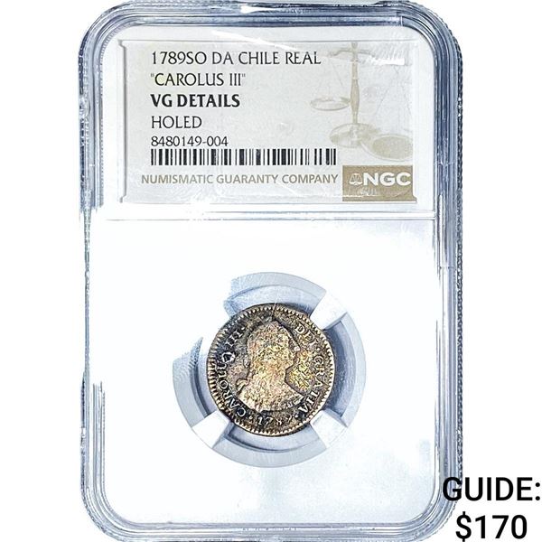 1789 Colonial Spain Silver 1 Real NGC VFDetails