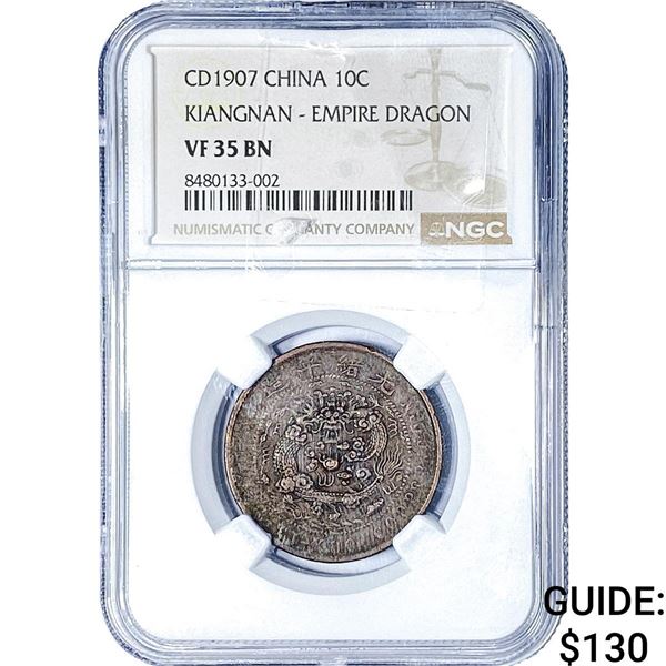 1903 China Copper 10 Cents NGC VF35 BN
