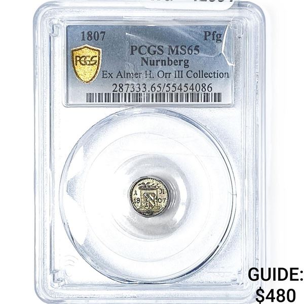1807 Nurnberg Silver Pfennig PCGS MS65