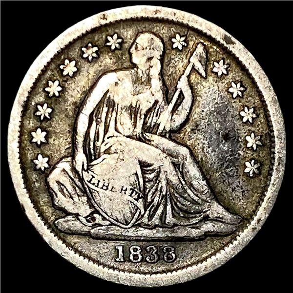 1838 Silver Seated Liberty Dime LIGHTLY  CIRCULATED