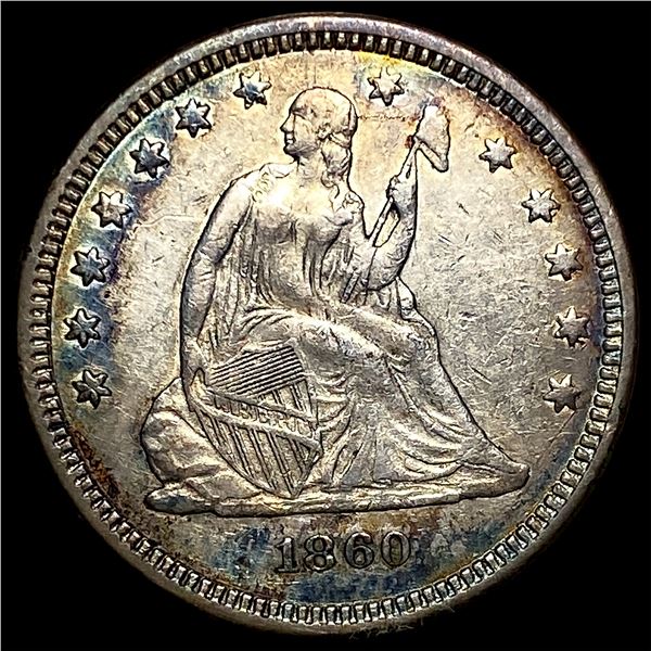 1860 Silver Seated Liberty Quarter NEARLY  UNCIRCULATED