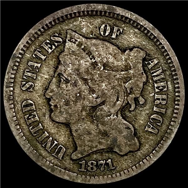 1871 Nickel Three-Cent Piece NICELY  CIRCULATED