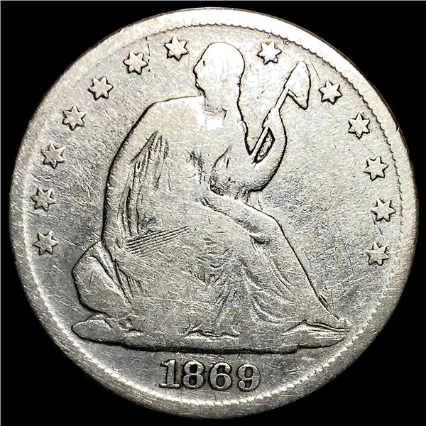 1869 Silver Seated Liberty Half Dollar NICELY  CIRCULATED