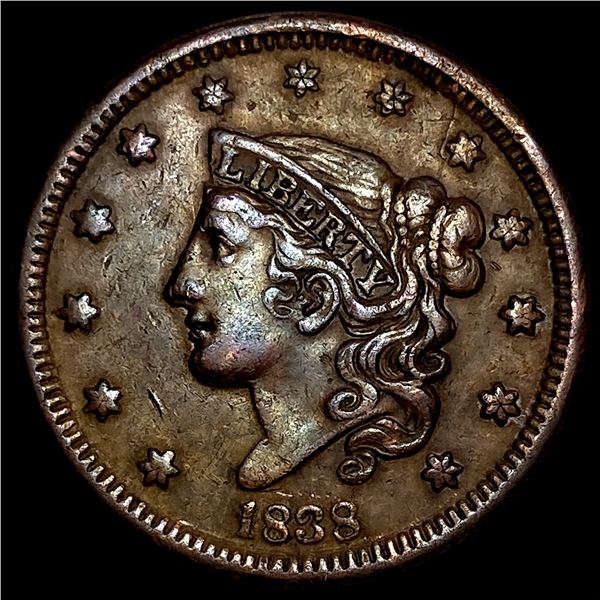 1838 Coronet Head Large Cent NEARLY  UNCIRCULATED
