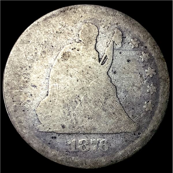 1876-CC Silver Seated Liberty Quarter NICELY  CIRCULATED