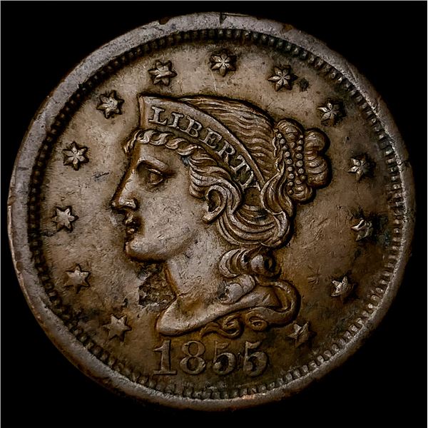 1855 Braided Hair Large Cent CLOSELY  UNCIRCULATED