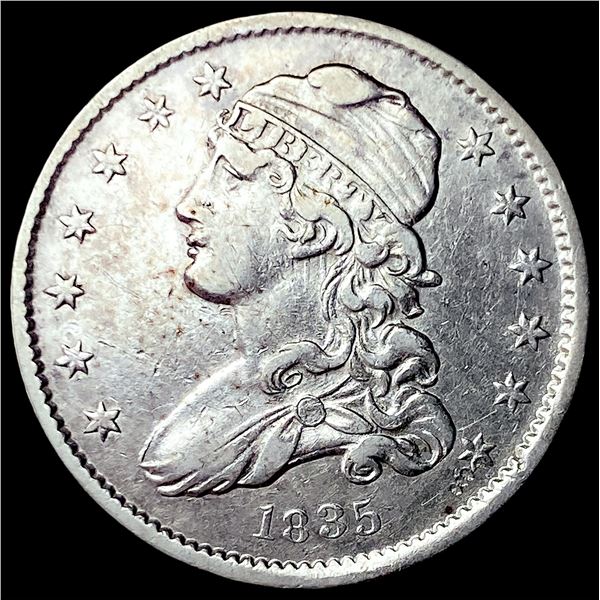 1835 Capped Bust Silver Quarter CLOSELY  UNCIRCULATED