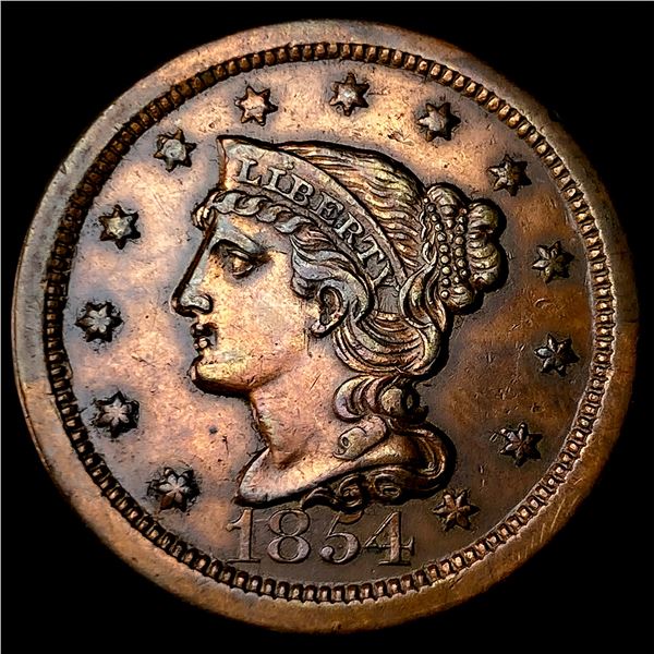 1854 Braided Hair Large Cent CLOSELY  UNCIRCULATED