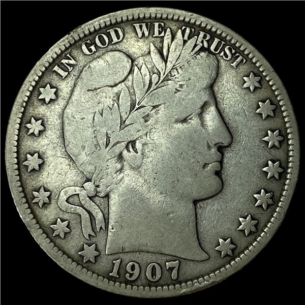 1907 Silver Barber Half Dollar LIGHTLY  CIRCULATED