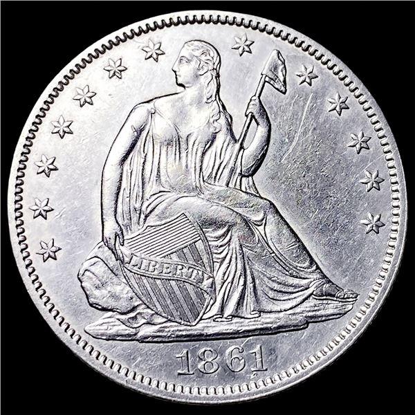 1861 Seated Liberty Half Dollar CHOICE AU