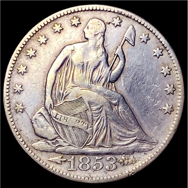 1853 Arrows Seated Liberty Half Dollar NEARLY  UNCIRCULATED