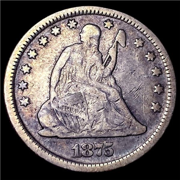 1875 Seated Liberty Quarter LIGHTLY  CIRCULATED