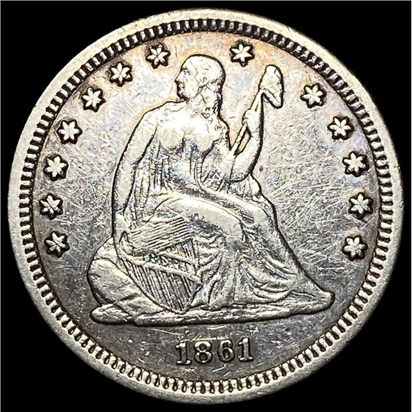 1861 Seated Liberty Quarter CHOICE AU