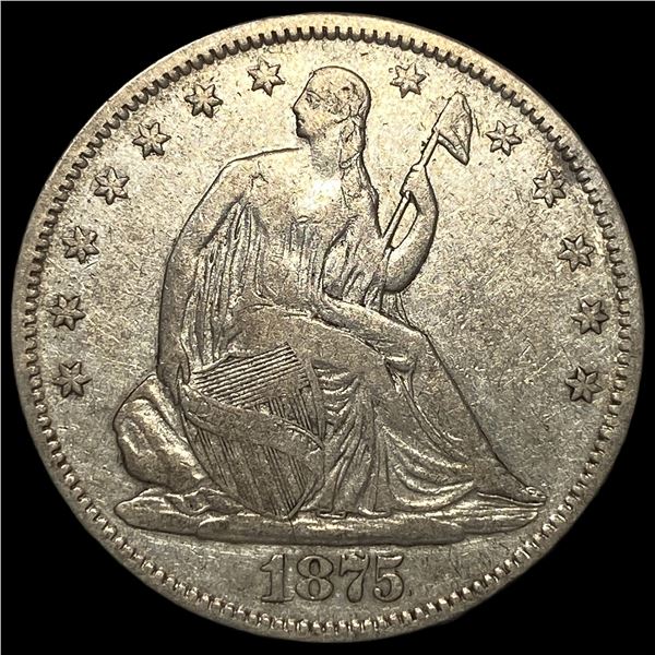 1875-S Silver Seated Liberty Half Dollar  LIGHTLY CIRCULATED