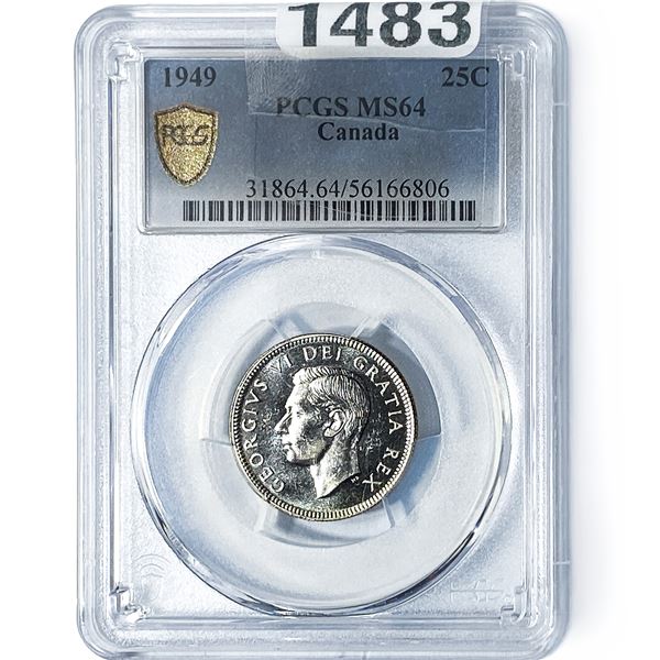 1949 Canada Silver 25C PCGS MS64