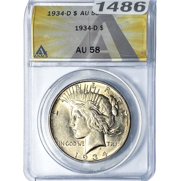 1934-D Silver Peace Dollar ANACS AU58