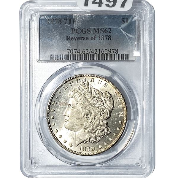1878 Rev. 1878 Morgan Silver Dollar PCGS MS62