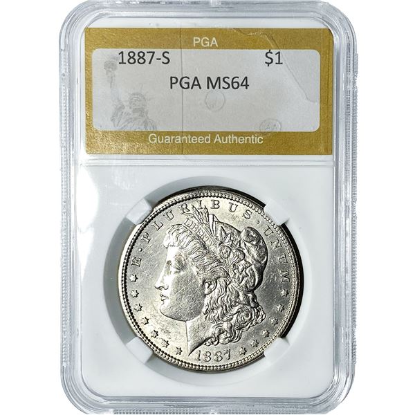 1887-S Morgan Silver Dollar PGA MS64
