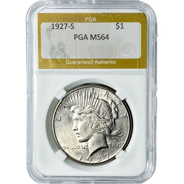 1927-S Silver Peace Dollar PGA MS64