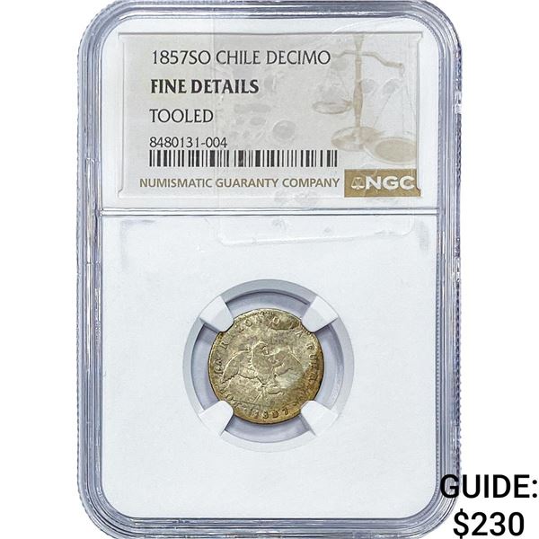 1857-SO Chile Silver Decimo NGC F Details