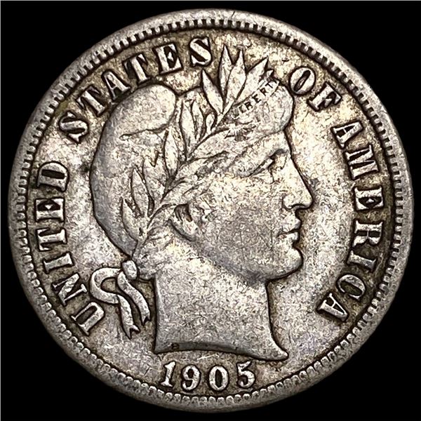 1905-O Silver Barber Dime NEARLY UNCIRCULATED