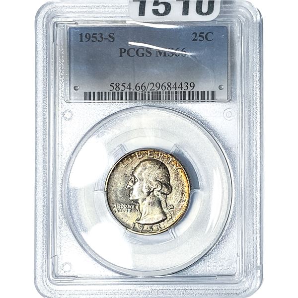 1953-S Washington Silver Quarter PCGS MS66