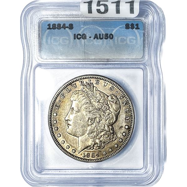 1884-S Morgan Silver Dollar ICG AU50