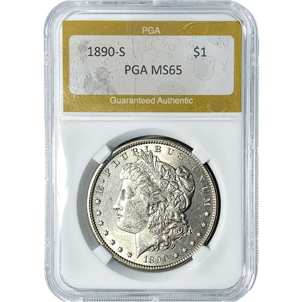 1890-S Morgan Silver Dollar PGA MS65