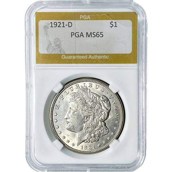 1921-D Morgan Silver Dollar PGA MS65