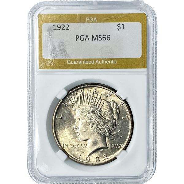 1922 Silver Peace Dollar PGA MS66